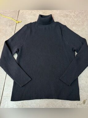 Classic Black Ribbed Turtleneck Sweater